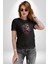 Maske Dövmeli Çiçekli Kız Kadın Erkek Unisex Siyah Organik Baskılı T-Shirt Penye Yüksek Kalite 2