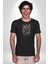 Gitar Kafatası Güller Doğa Uyumu Kadın Erkek Unisex Siyah Organik Baskılı T-Shirt Penye Yüksek Kalite 3