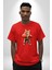 Boks Yapan Kedi Pamuklu Bisiklet Yaka Kadın Erkek Oversize Boyfriend Dijital Baskılı Kırmızı T-Shirt 4