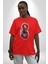 Zombi Kırmızı The Walking Dead Pamuklu Bisiklet Yaka Kadın Erkek Oversize Boyfriend Dijital Baskılı Kırmızı T-Shirt 3