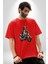 Kask Motorsiklet Dünya Turu Pamuklu Bisiklet Yaka Kadın Erkek Oversize Boyfriend Dijital Baskılı Kırmızı T-Shirt 2