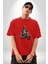 Kask Motorsiklet Dünya Turu Pamuklu Bisiklet Yaka Kadın Erkek Oversize Boyfriend Dijital Baskılı Kırmızı T-Shirt 5