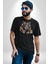 Müzik Dinleyen Kaplan Insan Mont Kadın Erkek Unisex Siyah Organik Baskılı T-Shirt Penye Yüksek Kalite 2