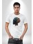 Robot Kafası Kız Kadın Erkek Unisex Beyaz Organik Baskılı T-Shirt Penye Yüksek Kalite 5