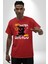 Dışarı Çık ve Oynayalım Teddy Pamuklu Bisiklet Yaka Kadın Erkek Oversize Boyfriend Dijital Baskılı Kırmızı T-Shirt 1