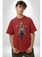 Motosiklet Kadın Pamuklu Bisiklet Yaka Kadın Erkek Oversize Boyfriend Dijital Baskılı Kırmızı T-Shirt 1