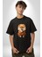 Teacup Pomernian Çeket Pamuklu Bisiklet Yaka Kadın Erkek Oversize Boyfriend Dijital Baskılı Siyah T-Shirt 1