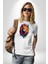 Renkli Yağlı Boya Aslan Kadın Erkek Unisex Beyaz Organik Baskılı T-Shirt Penye Yüksek Kalite 5