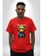 Bandana Kedi Kulaklık Çeket Pamuklu Bisiklet Yaka Kadın Erkek Oversize Boyfriend Dijital Baskılı Kırmızı T-Shirt 4