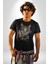 Red Cloud Kedi Hintli Kadın Erkek Unisex Siyah Organik Baskılı T-Shirt Penye Yüksek Kalite 3