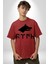 Türk Yazısı Pamuklu Bisiklet Yaka Kadın Erkek Oversize Boyfriend Dijital Baskılı Kırmızı T-Shirt 3