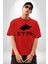 Türk Yazısı Pamuklu Bisiklet Yaka Kadın Erkek Oversize Boyfriend Dijital Baskılı Kırmızı T-Shirt 5