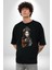 Japon Asyalı Samuray Kadın Pamuklu Bisiklet Yaka Kadın Erkek Oversize Boyfriend Dijital Baskılı Siyah T-Shirt 2