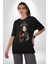 Japon Asyalı Samuray Kadın Pamuklu Bisiklet Yaka Kadın Erkek Oversize Boyfriend Dijital Baskılı Siyah T-Shirt 4
