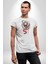 Beyaz ve Kırmızı Yılan Kadın Erkek Unisex Beyaz Organik Baskılı T-Shirt Penye Yüksek Kalite 1