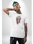 Renkli Kurukafa Kadın Erkek Unisex Beyaz Organik Baskılı T-Shirt Penye Yüksek Kalite 3