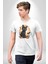 Cadılar Bayramı Kedi Kadın Erkek Unisex Beyaz Organik Baskılı T-Shirt Penye Yüksek Kalite 4