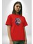 Su Aygırı Hipopotamo Renkli Pamuklu Bisiklet Yaka Kadın Erkek Oversize Boyfriend Dijital Baskılı Kırmızı T-Shirt 2