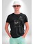 Zürafa Kadın Erkek Unisex Siyah Organik Baskılı T-Shirt Penye Yüksek Kalite 3