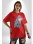 Metal Müzik Çeket Pamuklu Bisiklet Yaka Kadın Erkek Oversize Boyfriend Dijital Baskılı Kırmızı T-Shirt 3