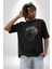 Robot Kafası Kız Pamuklu Bisiklet Yaka Kadın Erkek Oversize Boyfriend Dijital Baskılı Siyah T-Shirt 3