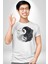 Siyah Beyaz Ying Yang Kadın Erkek Unisex Beyaz Organik Baskılı T-Shirt Penye Yüksek Kalite 5