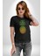 Ananas Meyve Kadın Erkek Unisex Siyah Organik Baskılı T-Shirt Penye Yüksek Kalite 3
