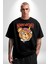 Beyin Yıkama Pamuklu Bisiklet Yaka Kadın Erkek Oversize Boyfriend Dijital Baskılı Siyah T-Shirt 1