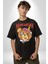 Beyin Yıkama Pamuklu Bisiklet Yaka Kadın Erkek Oversize Boyfriend Dijital Baskılı Siyah T-Shirt 5