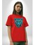 Yeşil Leopar Kafası Pamuklu Bisiklet Yaka Kadın Erkek Oversize Boyfriend Dijital Baskılı Kırmızı T-Shirt 1