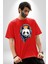 Kulaklık Ayı Panda Pamuklu Bisiklet Yaka Kadın Erkek Oversize Boyfriend Dijital Baskılı Kırmızı T-Shirt 1