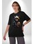 Hip Hop Gençlik Kedi Çeket Pamuklu Bisiklet Yaka Kadın Erkek Oversize Boyfriend Dijital Baskılı Siyah T-Shirt 3