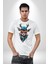 Güneş Gözlüğü Savaşcı Geyik Kadın Erkek Unisex Beyaz Organik Baskılı T-Shirt Penye Yüksek Kalite 4