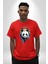 Kulaklık Ayı Panda Pamuklu Bisiklet Yaka Kadın Erkek Oversize Boyfriend Dijital Baskılı Kırmızı T-Shirt 5