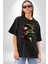 Canlı Afrobeat Füzyon Renkli Siluet Pamuklu Bisiklet Yaka Kadın Erkek Oversize Boyfriend Dijital Baskılı Siyah T-Shirt 1