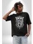 Yarım Insan Yarım Leopar Mutant Leopar Kral Pamuklu Bisiklet Yaka Kadın Erkek Oversize Boyfriend Dijital Baskılı Siyah T-Shirt 3