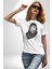 Safari Kedi Şal Eşarp Kadın Erkek Unisex Beyaz Organik Baskılı T-Shirt Penye Yüksek Kalite 5