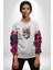 Gitar Kafatası Güller Doğa Uyumu Kadın Erkek Unisex Beyaz Organik Baskılı T-Shirt Penye Yüksek Kalite 3