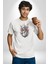 Gitar Kafatası Güller Doğa Uyumu Kadın Erkek Unisex Beyaz Organik Baskılı T-Shirt Penye Yüksek Kalite 4