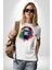 Renkli Maymun Goril Kadın Erkek Unisex Beyaz Organik Baskılı T-Shirt Penye Yüksek Kalite 1