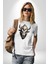 Bizon Inek Kafatası Kurumuş Kadın Erkek Unisex Beyaz Organik Baskılı T-Shirt Penye Yüksek Kalite 2