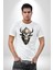 Bizon Inek Kafatası Kurumuş Kadın Erkek Unisex Beyaz Organik Baskılı T-Shirt Penye Yüksek Kalite 3