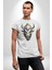 Bizon Inek Kafatası Kurumuş Kadın Erkek Unisex Beyaz Organik Baskılı T-Shirt Penye Yüksek Kalite 4