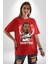 Basketbol Oyun Zamanı Pamuklu Bisiklet Yaka Kadın Erkek Oversize Boyfriend Dijital Baskılı Kırmızı T-Shirt 2