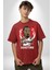 Basketbol Oyun Zamanı Pamuklu Bisiklet Yaka Kadın Erkek Oversize Boyfriend Dijital Baskılı Kırmızı T-Shirt 3