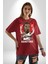 Basketbol Oyun Zamanı Pamuklu Bisiklet Yaka Kadın Erkek Oversize Boyfriend Dijital Baskılı Kırmızı T-Shirt 4