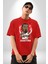 Basketbol Oyun Zamanı Pamuklu Bisiklet Yaka Kadın Erkek Oversize Boyfriend Dijital Baskılı Kırmızı T-Shirt 5