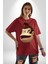Maymun Krallığı Pamuklu Bisiklet Yaka Kadın Erkek Oversize Boyfriend Dijital Baskılı Kırmızı T-Shirt 5