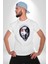 Maske Takan Kahraman Kafası Kadın Erkek Unisex Beyaz Organik Baskılı T-Shirt Penye Yüksek Kalite 1