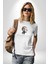 Kafatası Kulaklık Ergen Enerjisi Kadın Erkek Unisex Beyaz Organik Baskılı T-Shirt Penye Yüksek Kalite 3